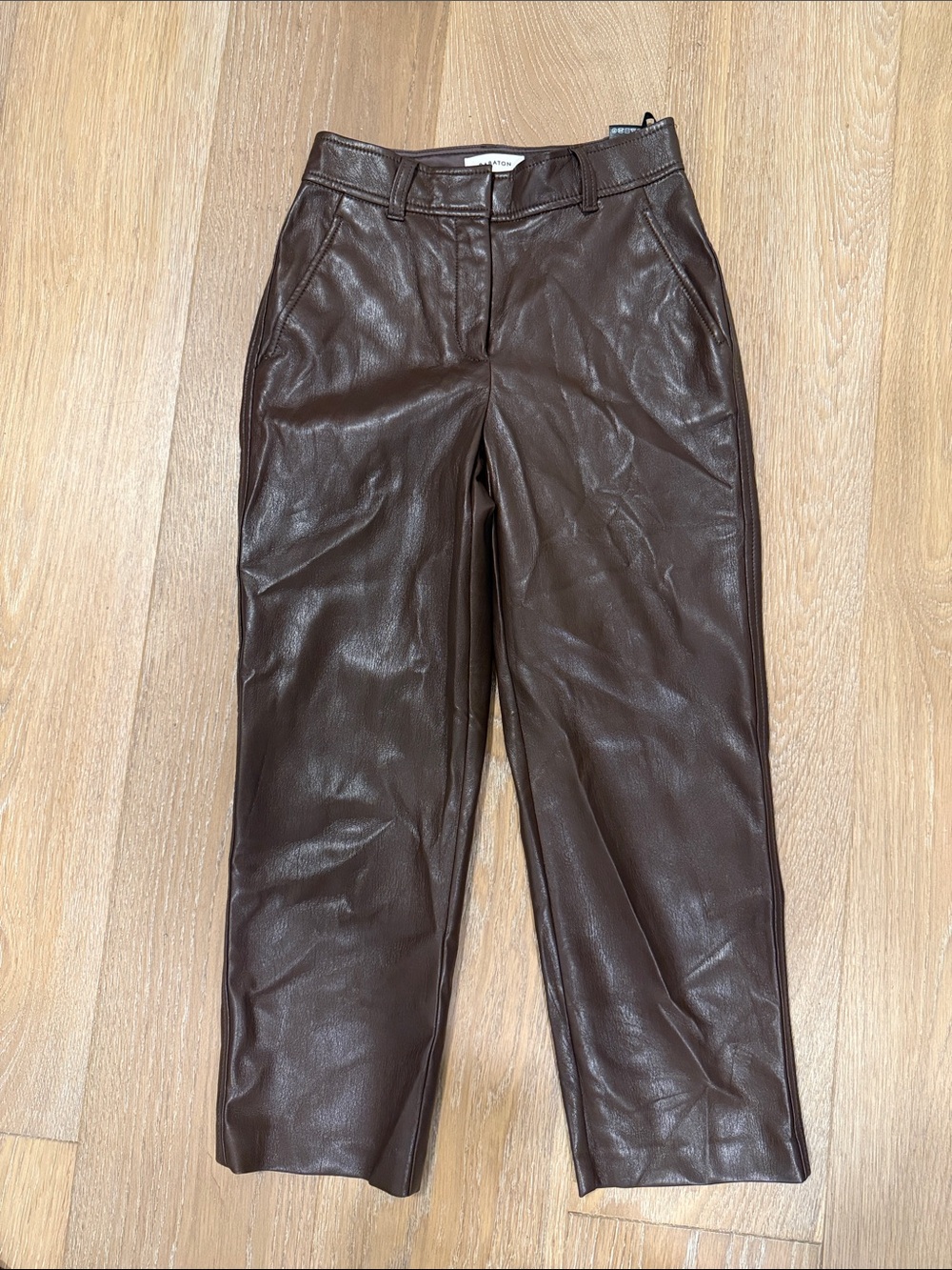 Aritzia Babaton Chocolate Brown Faux Leather Pants